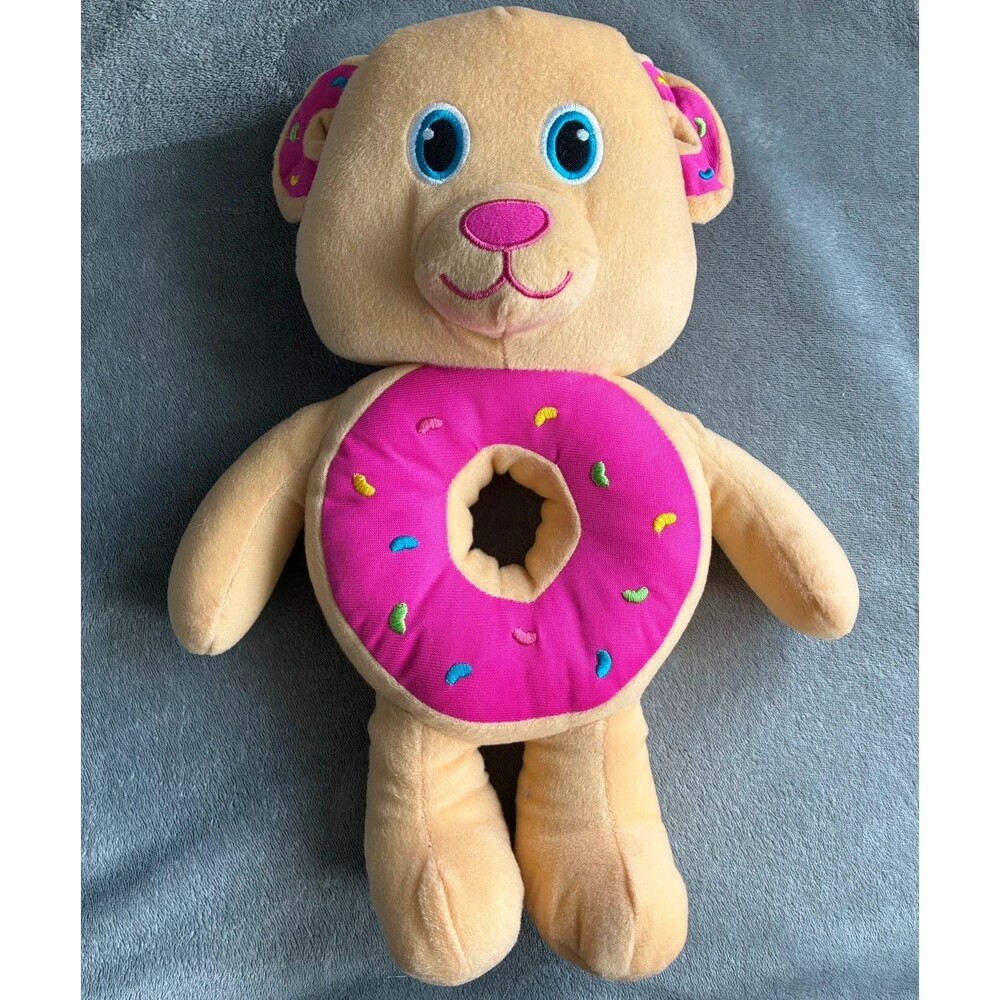 Nanco Donut Teddy Bear Plush 15” Pink Frosting Sprinkles Stuffed Animal